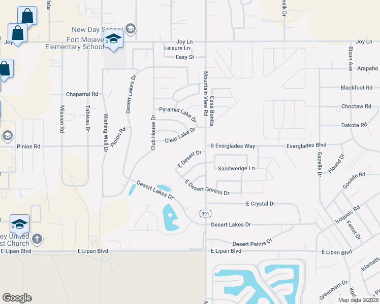 map of restaurants, bars, coffee shops, grocery stores, and more near 1963 Desert Greens Drive in Fort Mohave