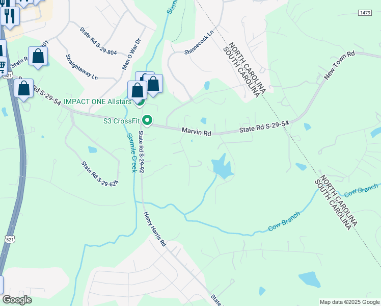 map of restaurants, bars, coffee shops, grocery stores, and more near 9463 Caddell Road in Indian Land
