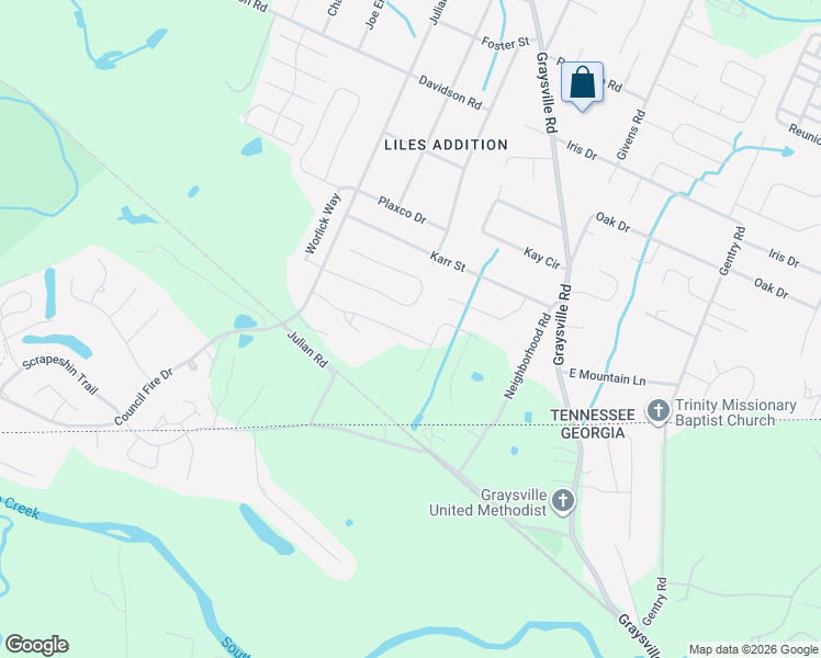 map of restaurants, bars, coffee shops, grocery stores, and more near 8024 Rosemere Way in Chattanooga