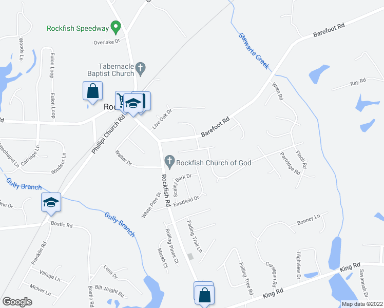 map of restaurants, bars, coffee shops, grocery stores, and more near 130 Eagle Street in Fayetteville