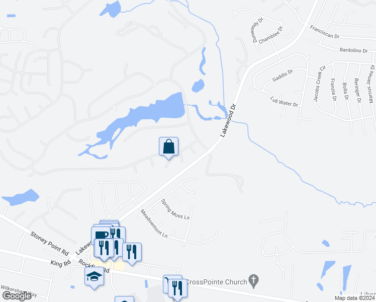 map of restaurants, bars, coffee shops, grocery stores, and more near 6811 South Staff Road in Fayetteville