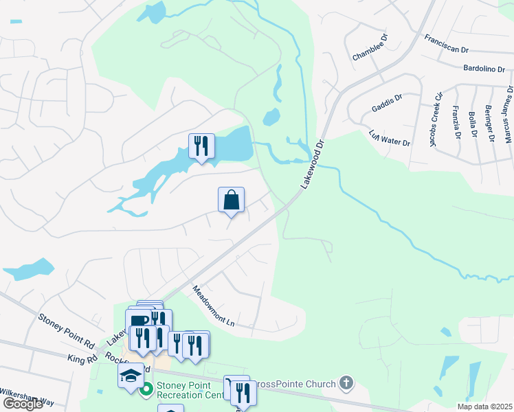 map of restaurants, bars, coffee shops, grocery stores, and more near 6811 South Staff Road in Fayetteville