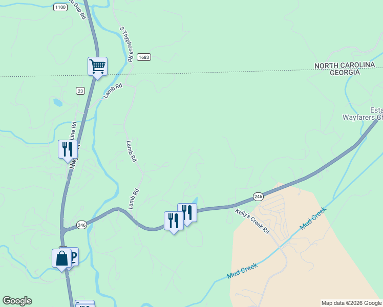 map of restaurants, bars, coffee shops, grocery stores, and more near 521 Chalet Village Drive in Dillard
