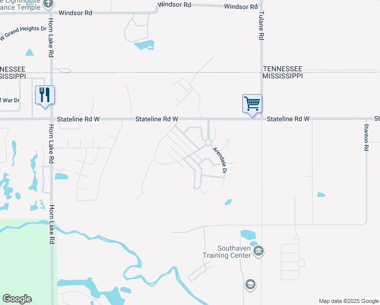 map of restaurants, bars, coffee shops, grocery stores, and more near 8803 Kimberly Dawn Drive in Southaven