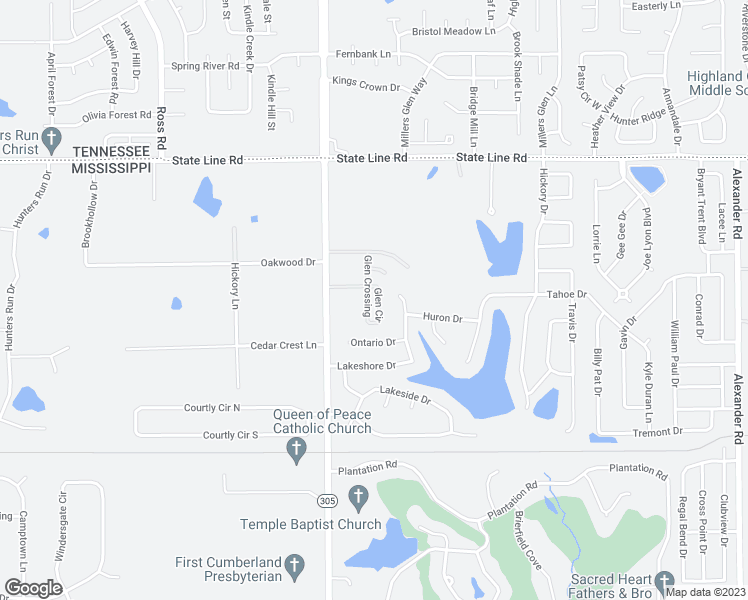 map of restaurants, bars, coffee shops, grocery stores, and more near 8895 Glen Circle in Olive Branch
