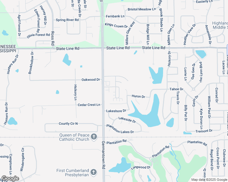 map of restaurants, bars, coffee shops, grocery stores, and more near 8883 Glen Crossing in Olive Branch