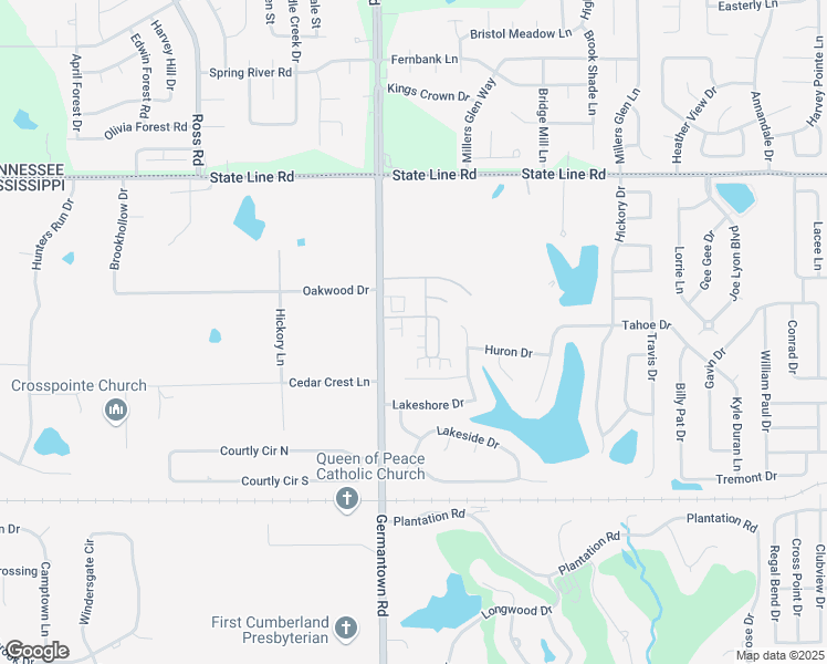 map of restaurants, bars, coffee shops, grocery stores, and more near 8879 Glen Crossing in Olive Branch