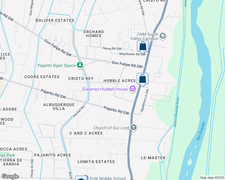 map of restaurants, bars, coffee shops, grocery stores, and more near 6015 Hubbell Circle Southwest in Albuquerque