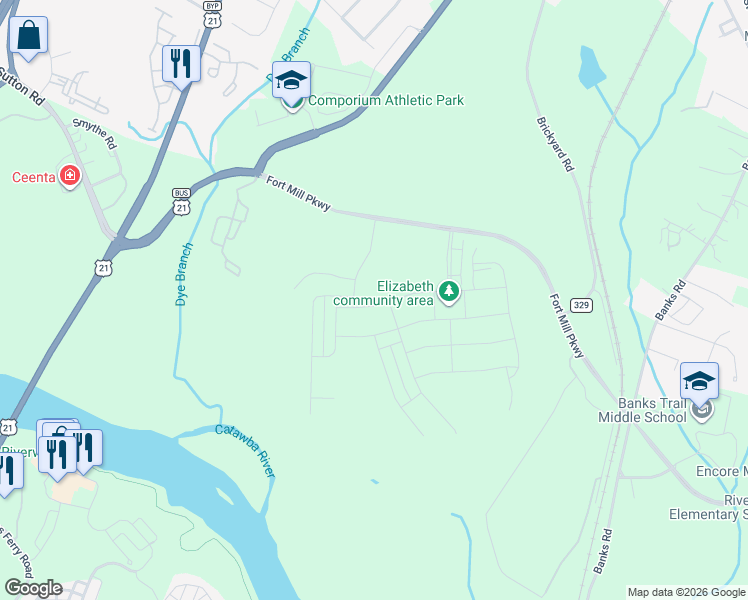 map of restaurants, bars, coffee shops, grocery stores, and more near 930-982 Fort Mill Parkway in Fort Mill