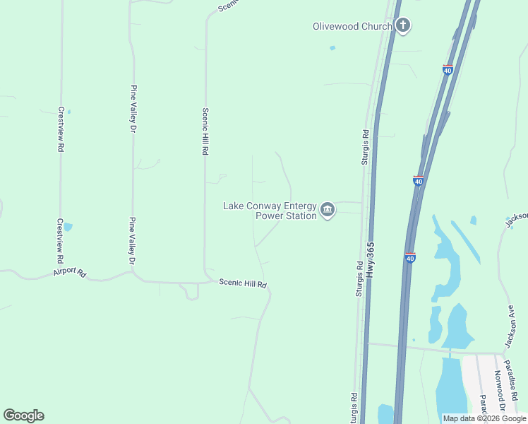 map of restaurants, bars, coffee shops, grocery stores, and more near 18 Pine Mountain Drive in Conway