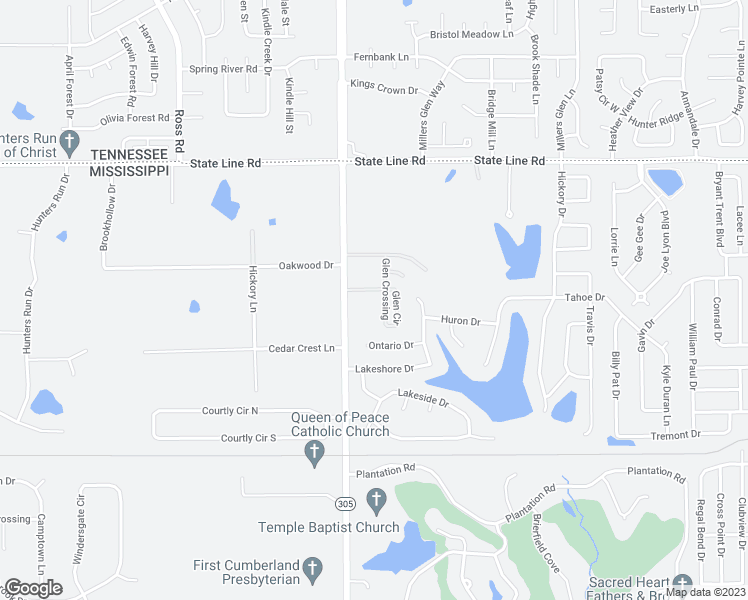 map of restaurants, bars, coffee shops, grocery stores, and more near 8891 Glen Crossing in Olive Branch