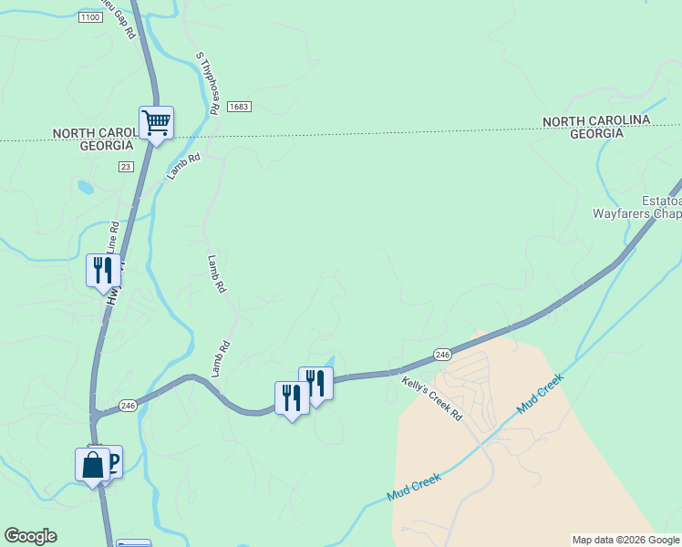 map of restaurants, bars, coffee shops, grocery stores, and more near 462 Chalet Village Drive in Dillard