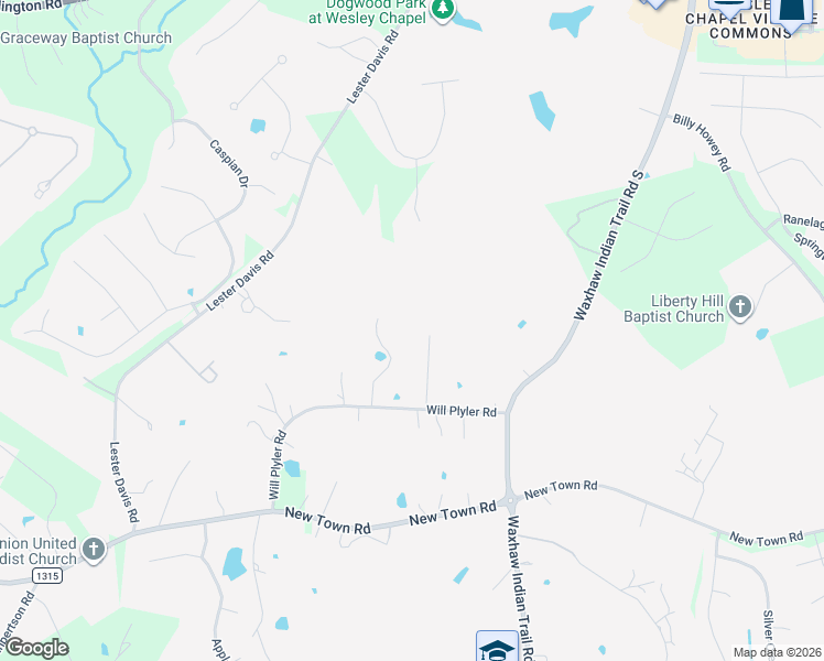 map of restaurants, bars, coffee shops, grocery stores, and more near 5822 Will Plyler Road in Waxhaw