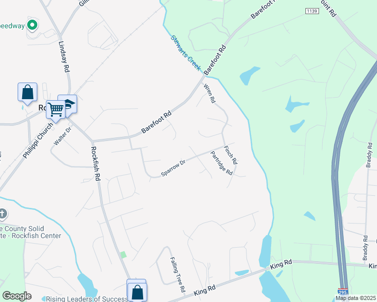 map of restaurants, bars, coffee shops, grocery stores, and more near 322 Sparrow Drive in Fayetteville
