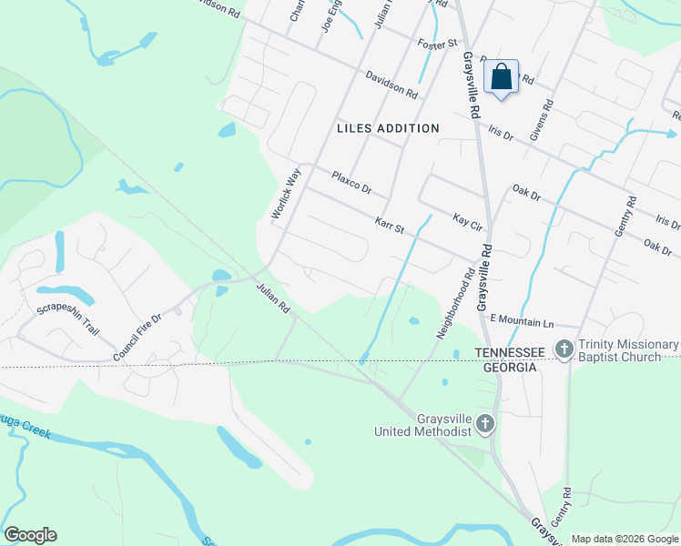 map of restaurants, bars, coffee shops, grocery stores, and more near 660 Julian Road in Chattanooga