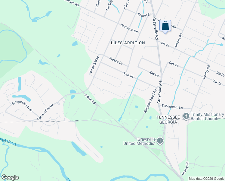 map of restaurants, bars, coffee shops, grocery stores, and more near 660 Julian Road in Chattanooga