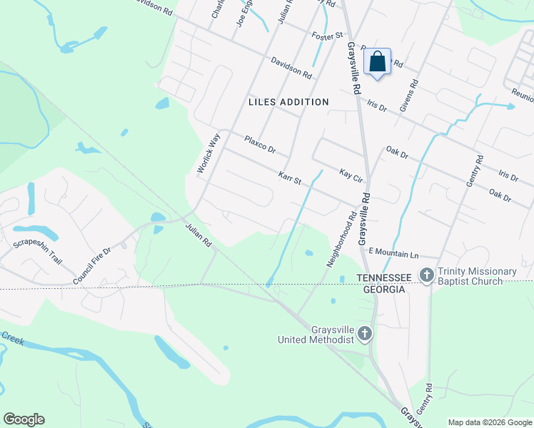 map of restaurants, bars, coffee shops, grocery stores, and more near 8024 Rosemere Way in Chattanooga