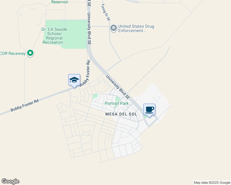 map of restaurants, bars, coffee shops, grocery stores, and more near 2340 Penn Avenue Southeast in Albuquerque