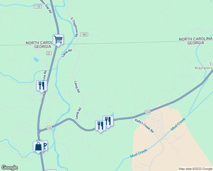 map of restaurants, bars, coffee shops, grocery stores, and more near 697 Chalet Village Lane in Dillard