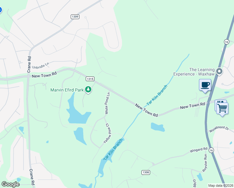 map of restaurants, bars, coffee shops, grocery stores, and more near 8722-8896 New Town Road in Waxhaw