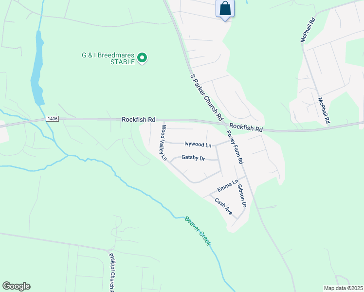 map of restaurants, bars, coffee shops, grocery stores, and more near 365 Ivywood Lane in Raeford