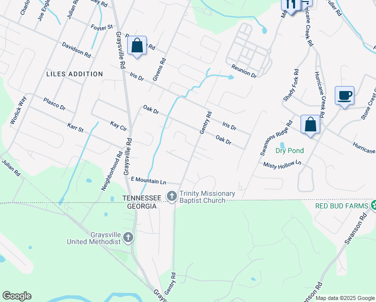 map of restaurants, bars, coffee shops, grocery stores, and more near 8360 Glenshire Lane in Chattanooga