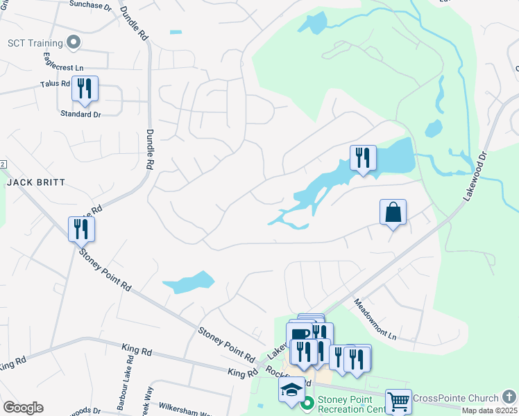 map of restaurants, bars, coffee shops, grocery stores, and more near 3004 Stonehenge Court in Fayetteville