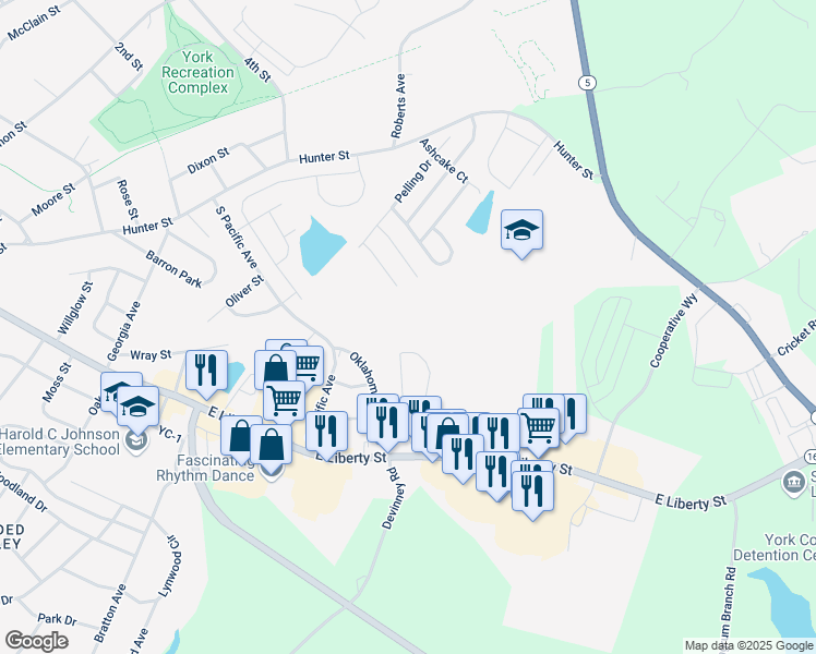 map of restaurants, bars, coffee shops, grocery stores, and more near 758 Erinbrook Court in York