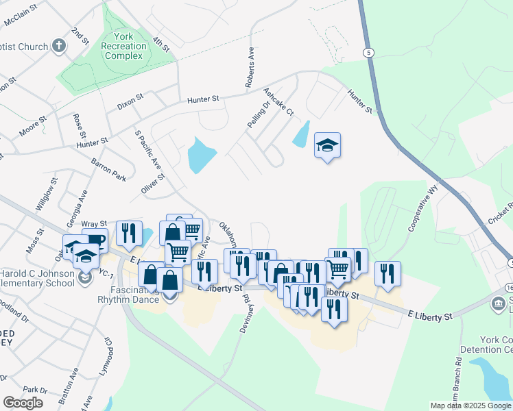 map of restaurants, bars, coffee shops, grocery stores, and more near 758 Erinbrook Court in York