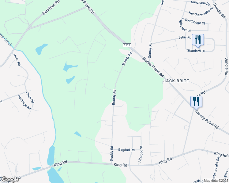 map of restaurants, bars, coffee shops, grocery stores, and more near 3183 Braddy Road in Fayetteville