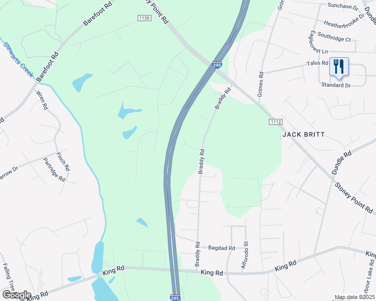 map of restaurants, bars, coffee shops, grocery stores, and more near 3154 Braddy Road in Fayetteville