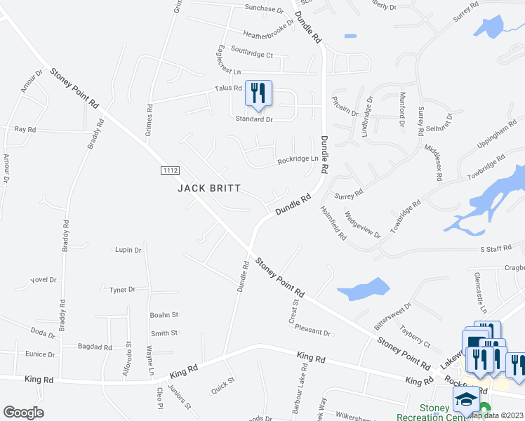 map of restaurants, bars, coffee shops, grocery stores, and more near 3305 Broomsgrove Drive in Fayetteville