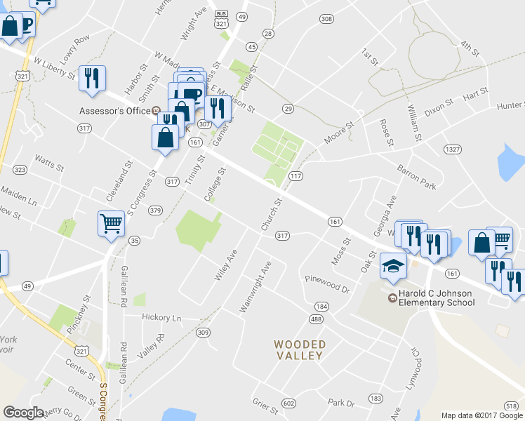 map of restaurants, bars, coffee shops, grocery stores, and more near 10 Church Street in York