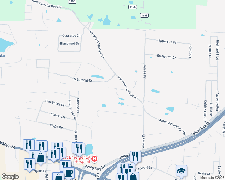 map of restaurants, bars, coffee shops, grocery stores, and more near 203 Autry Lane in Cabot