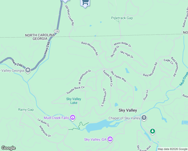 map of restaurants, bars, coffee shops, grocery stores, and more near 2 Chestatee Lane in Dillard