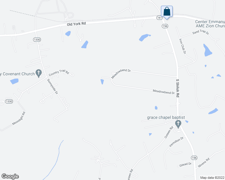 map of restaurants, bars, coffee shops, grocery stores, and more near 1040 Meadowbend Drive in York