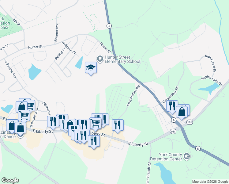 map of restaurants, bars, coffee shops, grocery stores, and more near in York