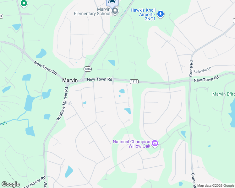 map of restaurants, bars, coffee shops, grocery stores, and more near 1023 Ladera Drive in Waxhaw