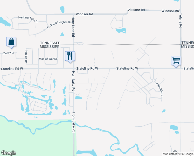 map of restaurants, bars, coffee shops, grocery stores, and more near 8914 Rasco Hills Cove in Southaven