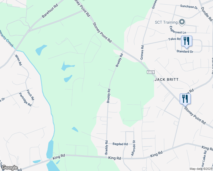 map of restaurants, bars, coffee shops, grocery stores, and more near 3182 Braddy Rd in Fayetteville