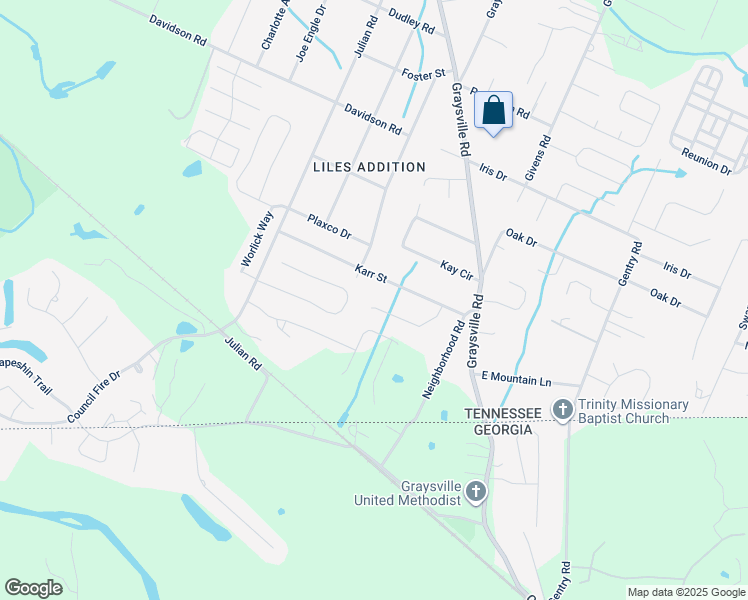 map of restaurants, bars, coffee shops, grocery stores, and more near 8105 Caneadea Trail in Chattanooga