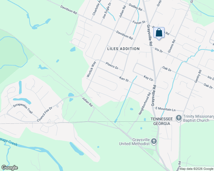 map of restaurants, bars, coffee shops, grocery stores, and more near 8015 Rosemere Way in Chattanooga