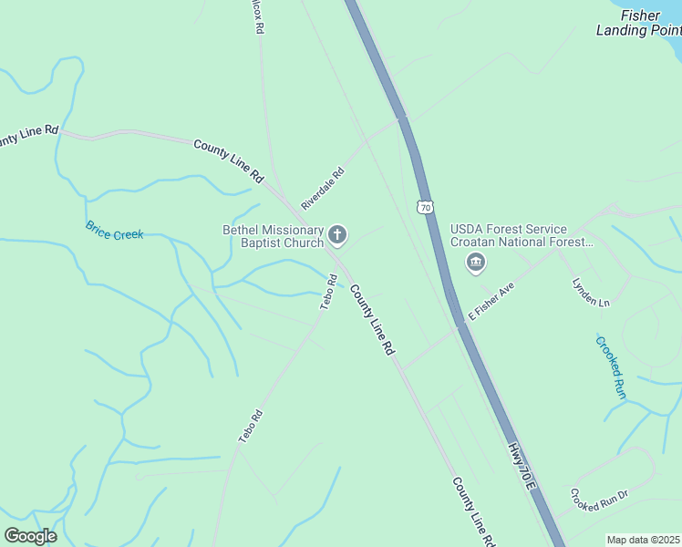 map of restaurants, bars, coffee shops, grocery stores, and more near 1200 Tebo Road in New Bern