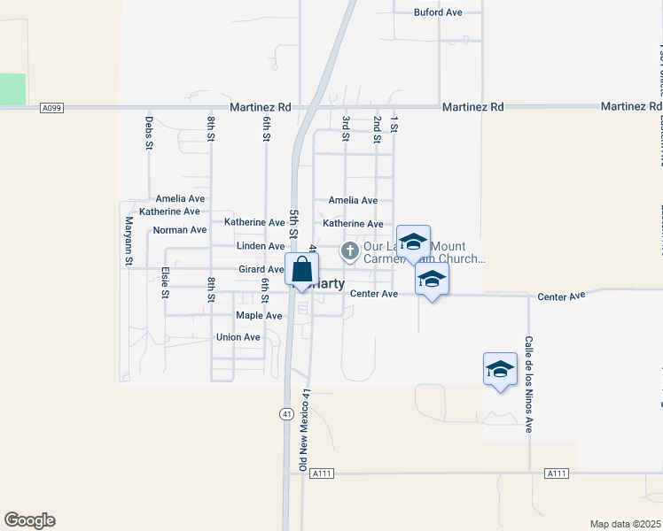 map of restaurants, bars, coffee shops, grocery stores, and more near 305 Girard Avenue in Moriarty