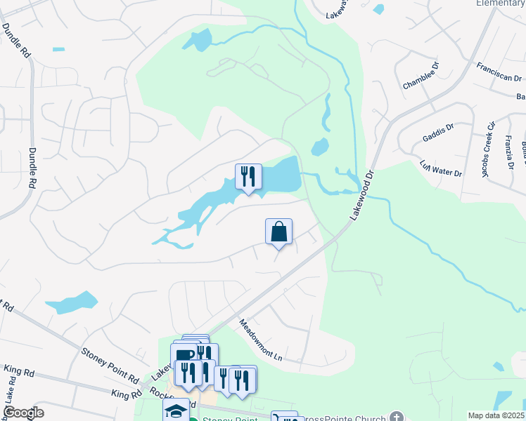 map of restaurants, bars, coffee shops, grocery stores, and more near 6821 Thames Drive in Fayetteville