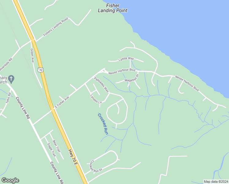 map of restaurants, bars, coffee shops, grocery stores, and more near 203 Palisades Way in New Bern