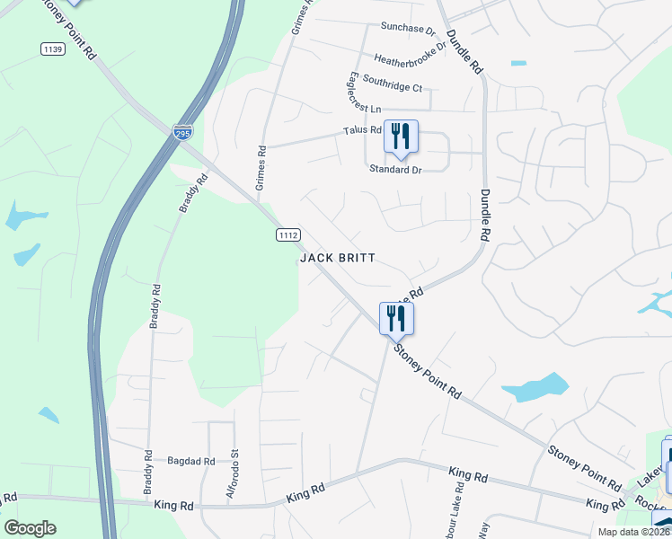 map of restaurants, bars, coffee shops, grocery stores, and more near 7513 Hammersley Road in Fayetteville