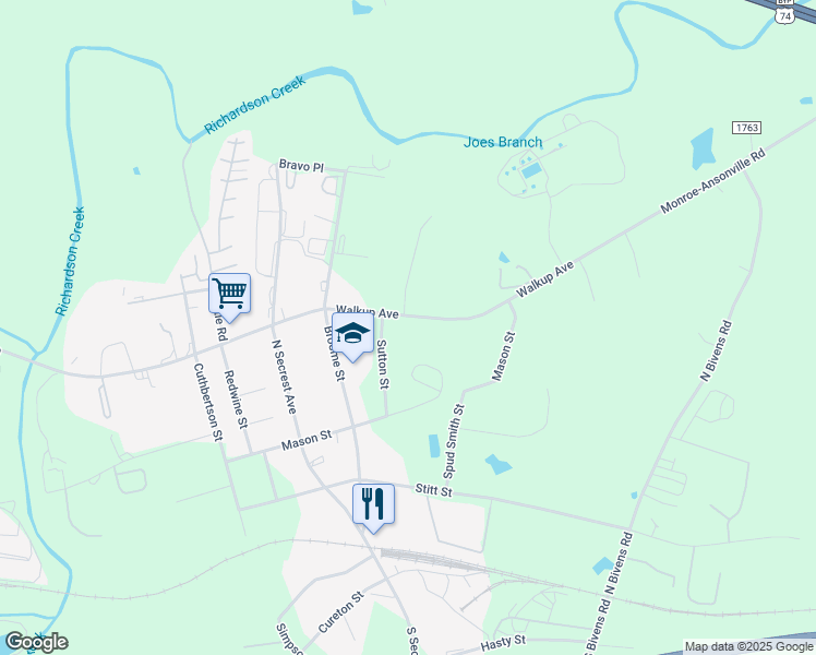 map of restaurants, bars, coffee shops, grocery stores, and more near 3012 Walkup Avenue in Monroe