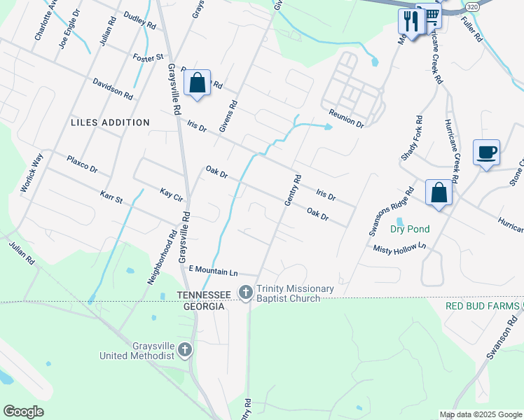 map of restaurants, bars, coffee shops, grocery stores, and more near 8360 Glenshire Lane in Chattanooga