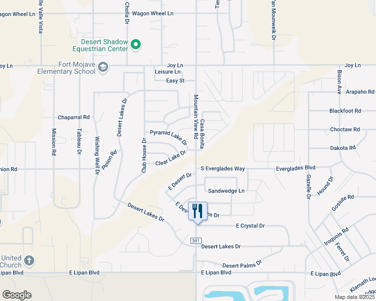 map of restaurants, bars, coffee shops, grocery stores, and more near 1962 Clear Lake Drive in Fort Mohave